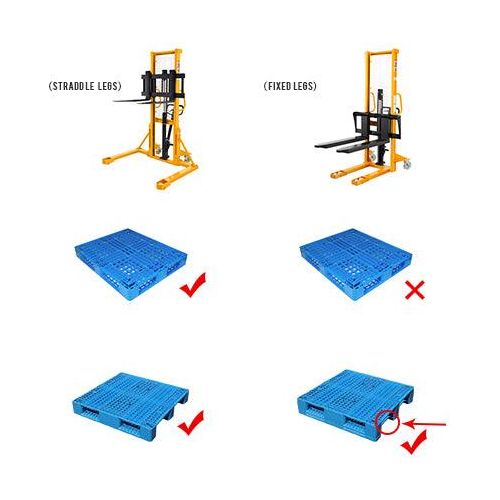 Apollolift Manual Hydraulic Stacker Pallet Stacker Adjustable Forks 2200lbs Cap. 63" Lift Height A-3003