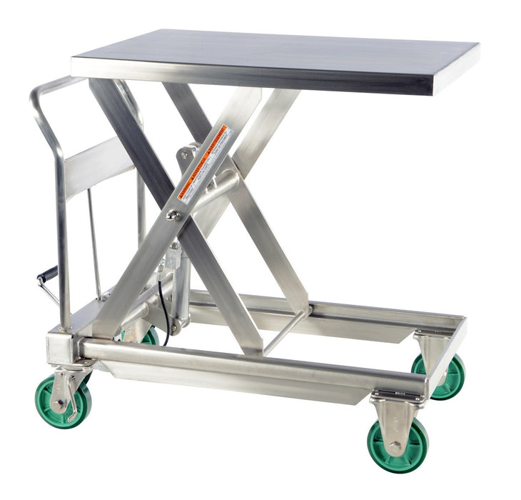 Lift Cart | 1100 lb Capacity | 35.5" x 23.5" | Hydraulic | Stainless Steel | Vestil CART-1100-SS